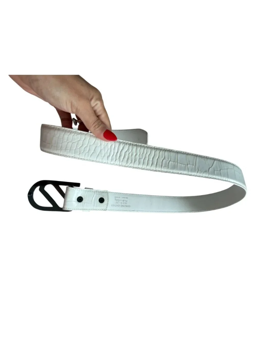 DIESEL Men’s White Leather Belt Size 34 Mens Accessory